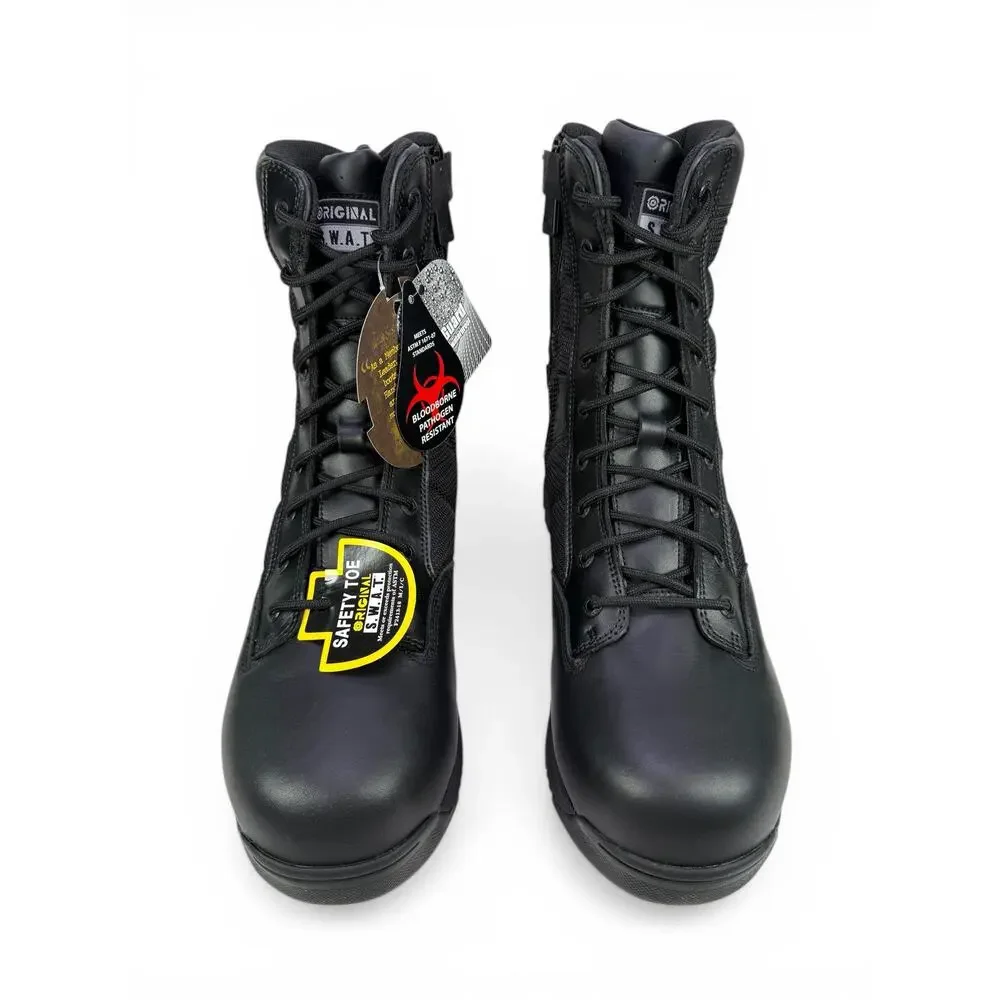 Original SWAT Metro‎ 9 Tactical Boot Mens 12 Comp Toe Black Leather Side Zip WP